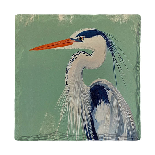 Blue Heron Portrait | Ceramic Drink Coaster