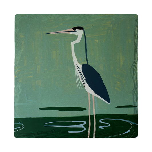 Heron in Still Water | Ceramic Drink Coaster
