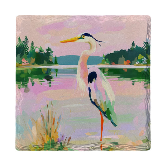 Sunrise Lake Heron | Ceramic Drink Coaster