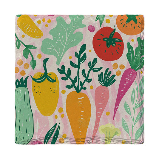 Happy Garden Veggies | Ceramic Drink Coaster