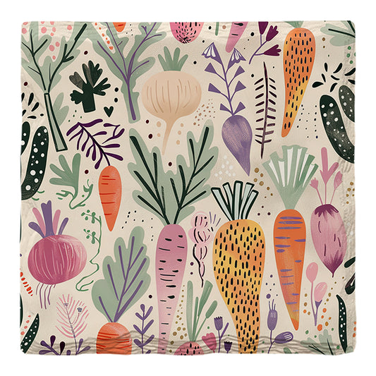 Whimsy Vegetables White | Drink Coaster | Absorbent Ridged Ceramic