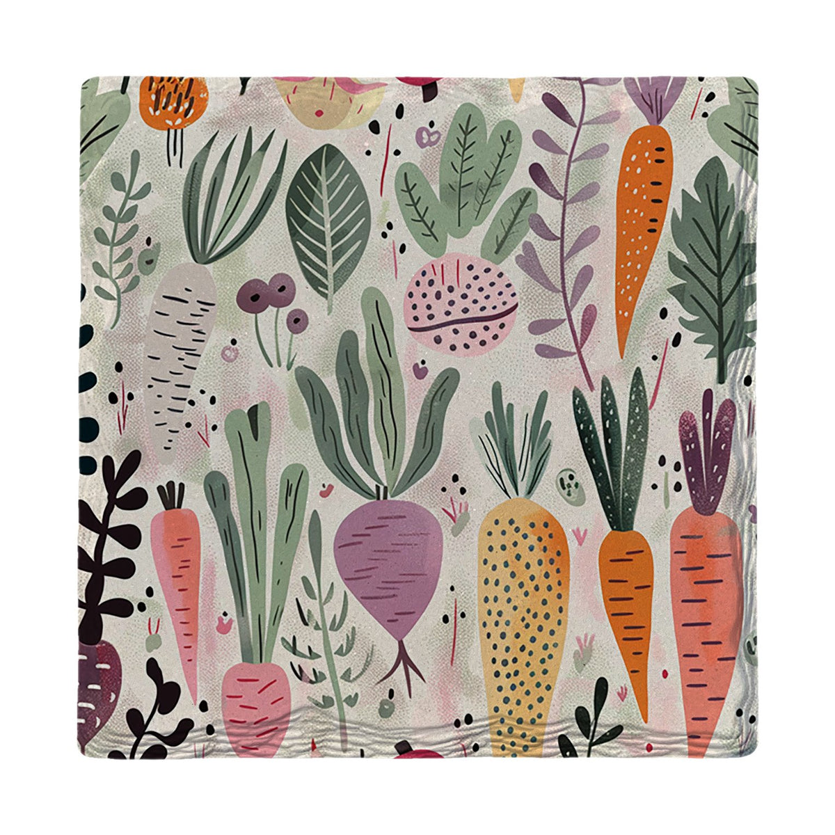 Whimsical Root Vegetables | Ceramic Drink Coaster