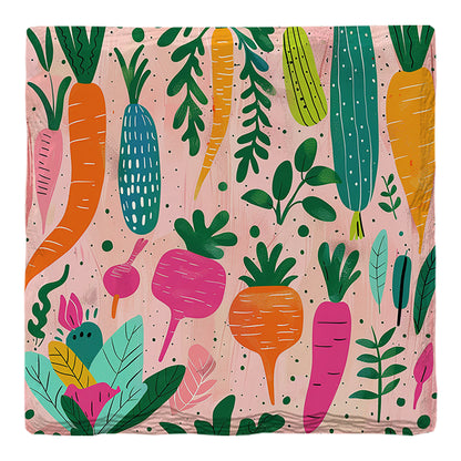 Whimsy Vegetables Pink | Drink Coaster | Absorbent Ridged Ceramic