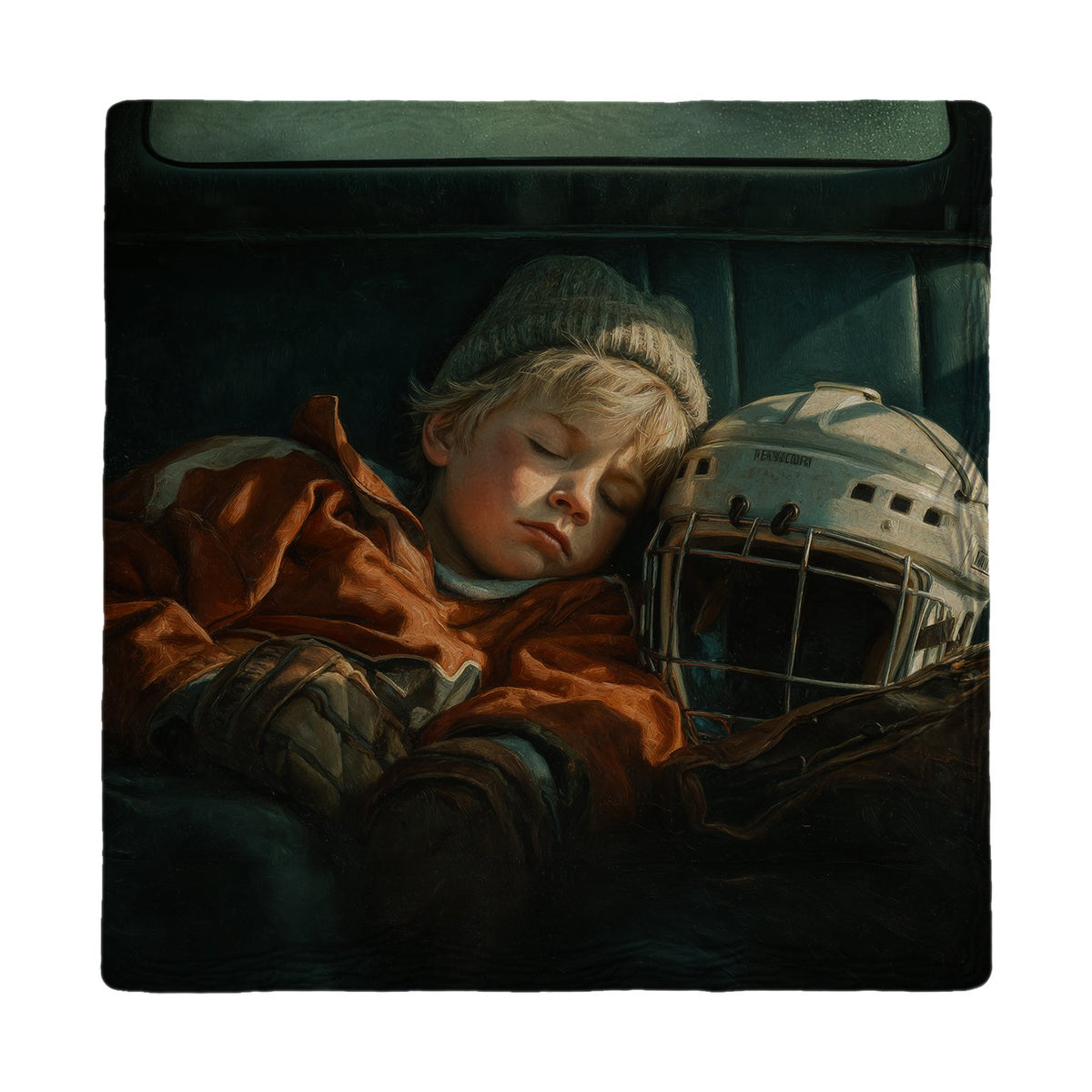 Tuckered Out Hockey Kid | Ceramic Drink Coaster