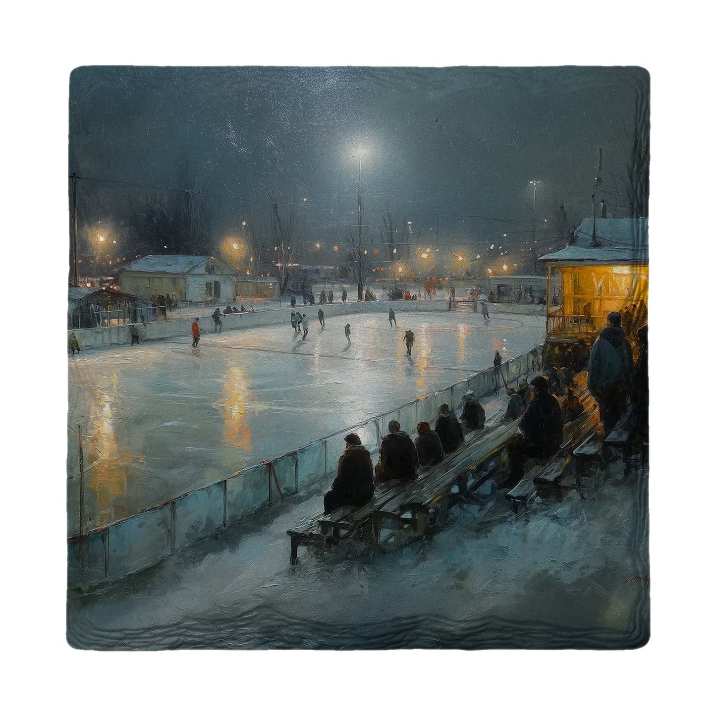 Night Rink Under Lights | Ceramic Drink Coaster