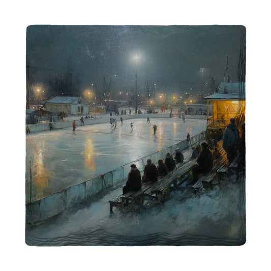 Night Rink Under Lights | Ceramic Drink Coaster
