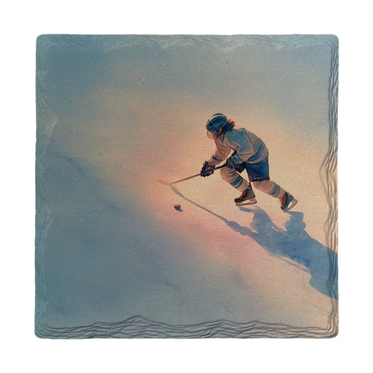 Sunrise Hockey Skater | Ceramic Drink Coaster