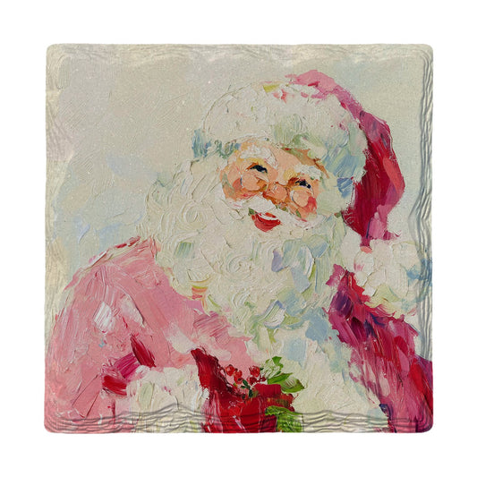 Jolly Painted Santa | Ceramic Drink Coaster