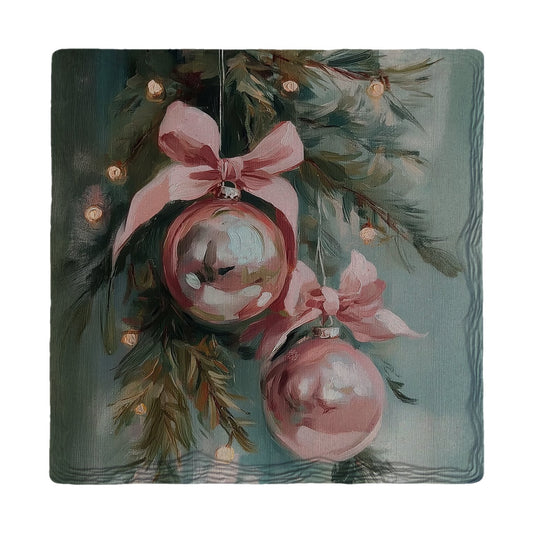 Pink Ribbon Ornaments | Ceramic Drink Coaster