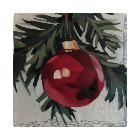 Red Holiday Ornament | Ceramic Drink Coaster