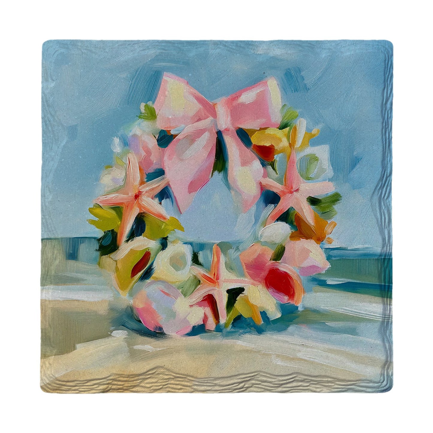 Seashell Christmas Wreath | Ceramic Drink Coaster