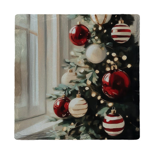 Candy Stripe Christmas Tree | Ceramic Drink Coaster