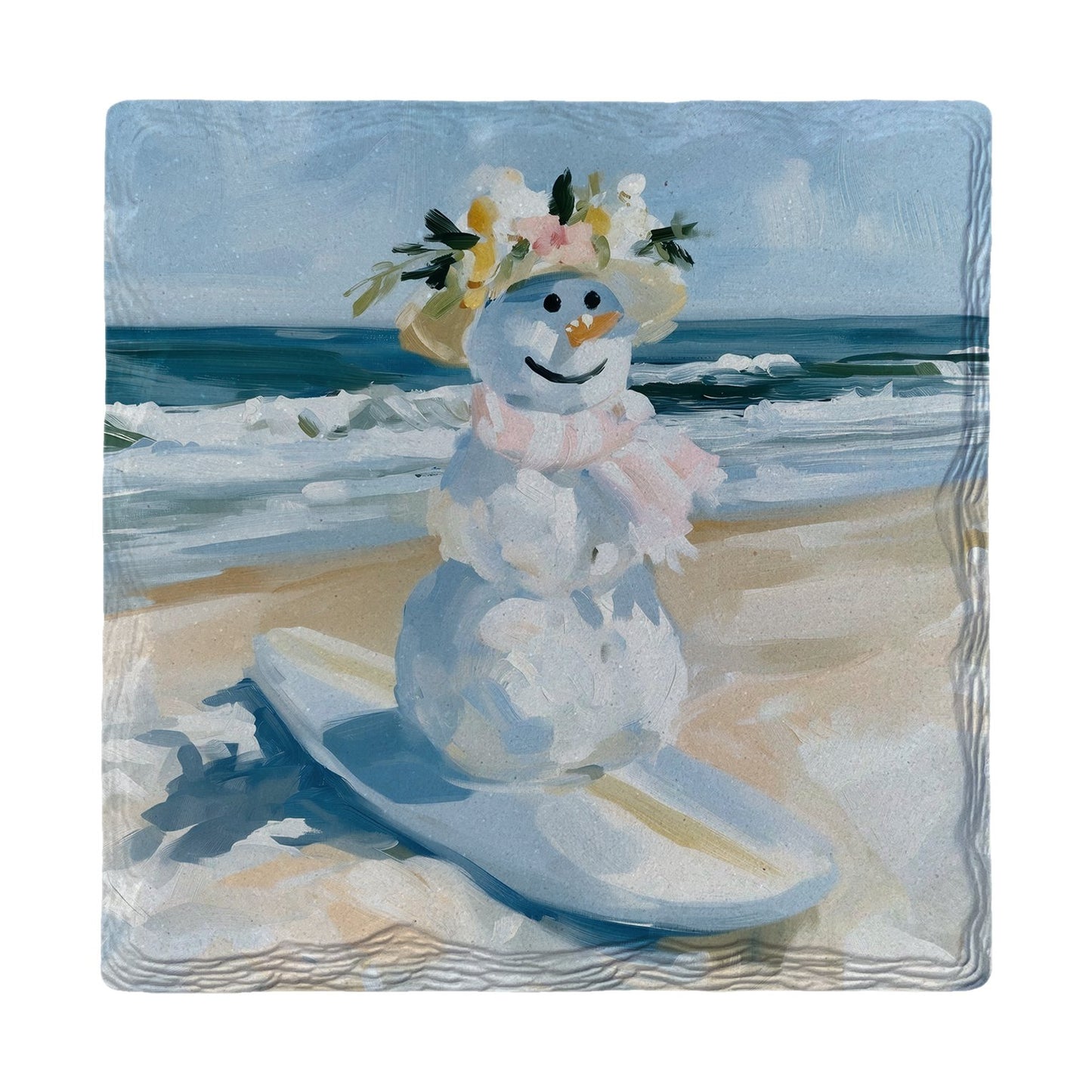 Surfing Beach Snowlady | Ceramic Drink Coaster