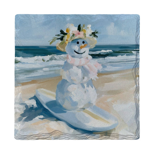 Surfing Beach Snowlady | Ceramic Drink Coaster