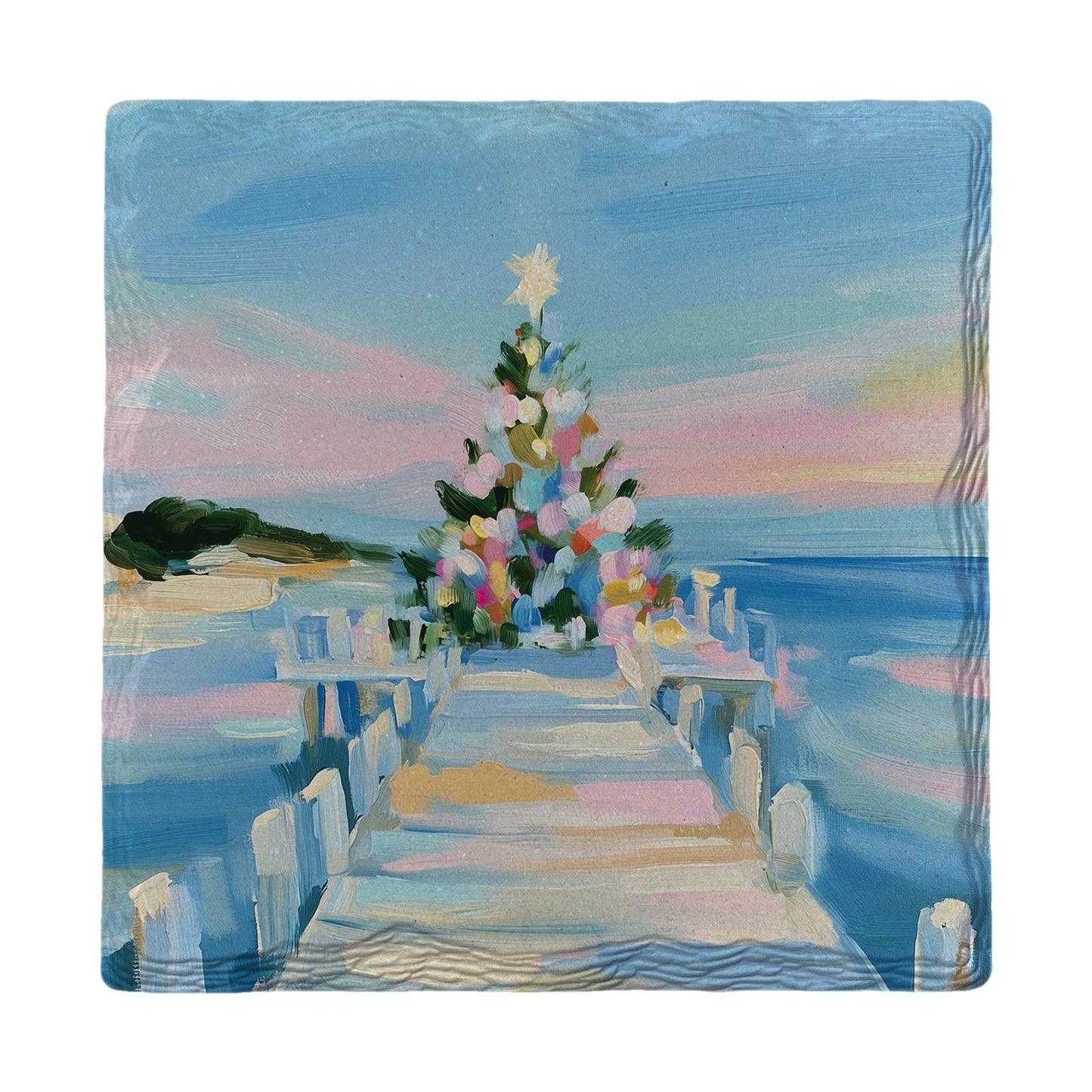 Christmas Tree on the Pier | Ceramic Drink Coaster