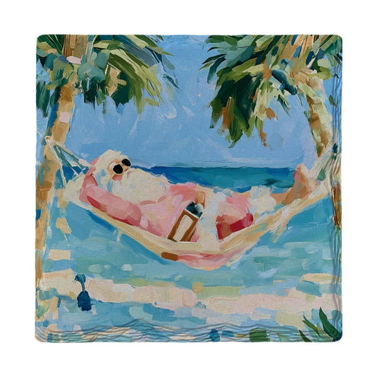Santa's Island Hammock | Ceramic Drink Coaster