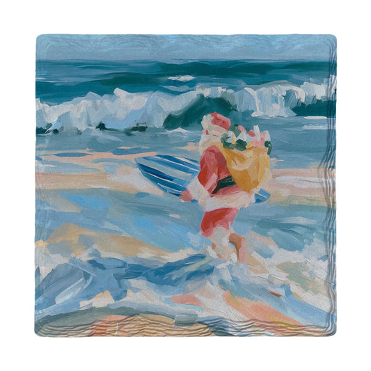 Surfin' Santa | Ceramic Drink Coaster