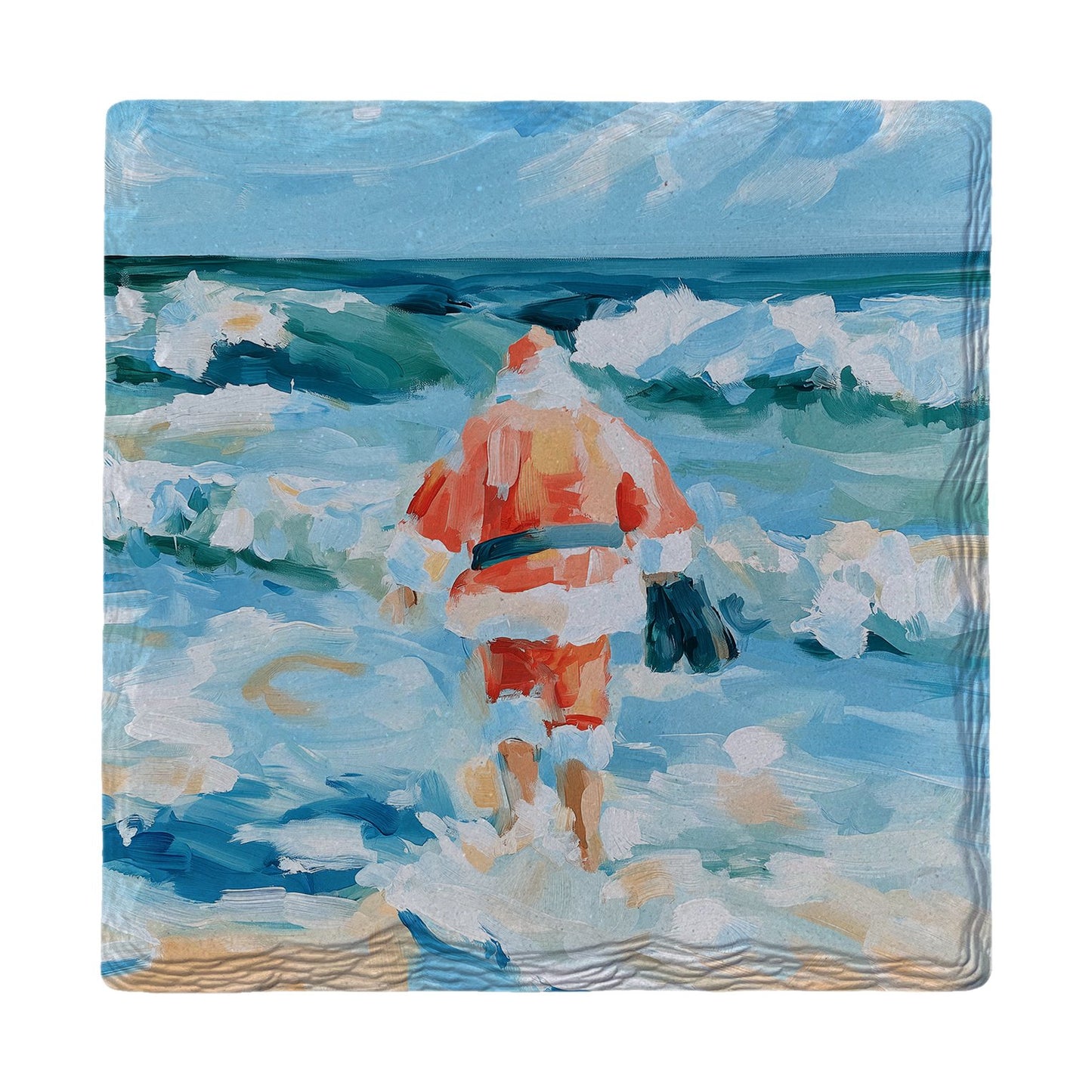 Santa's Christmas Swim | Ceramic Drink Coaster