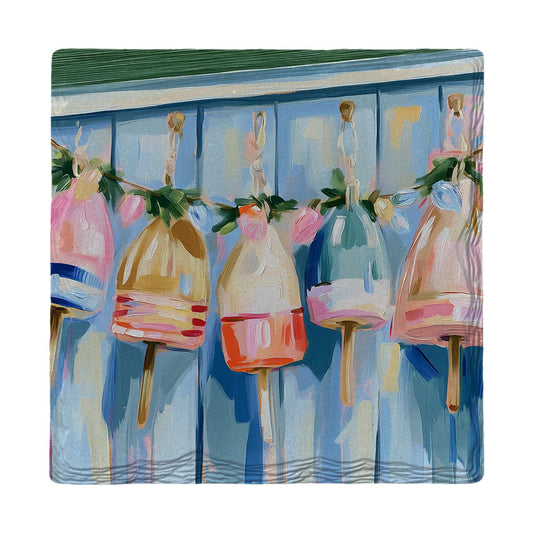 Holiday Harbor Buoys | Ceramic Drink Coaster