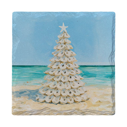 Oyster Shell Christmas Tree | Absorbent Ceramic Drink Coaster