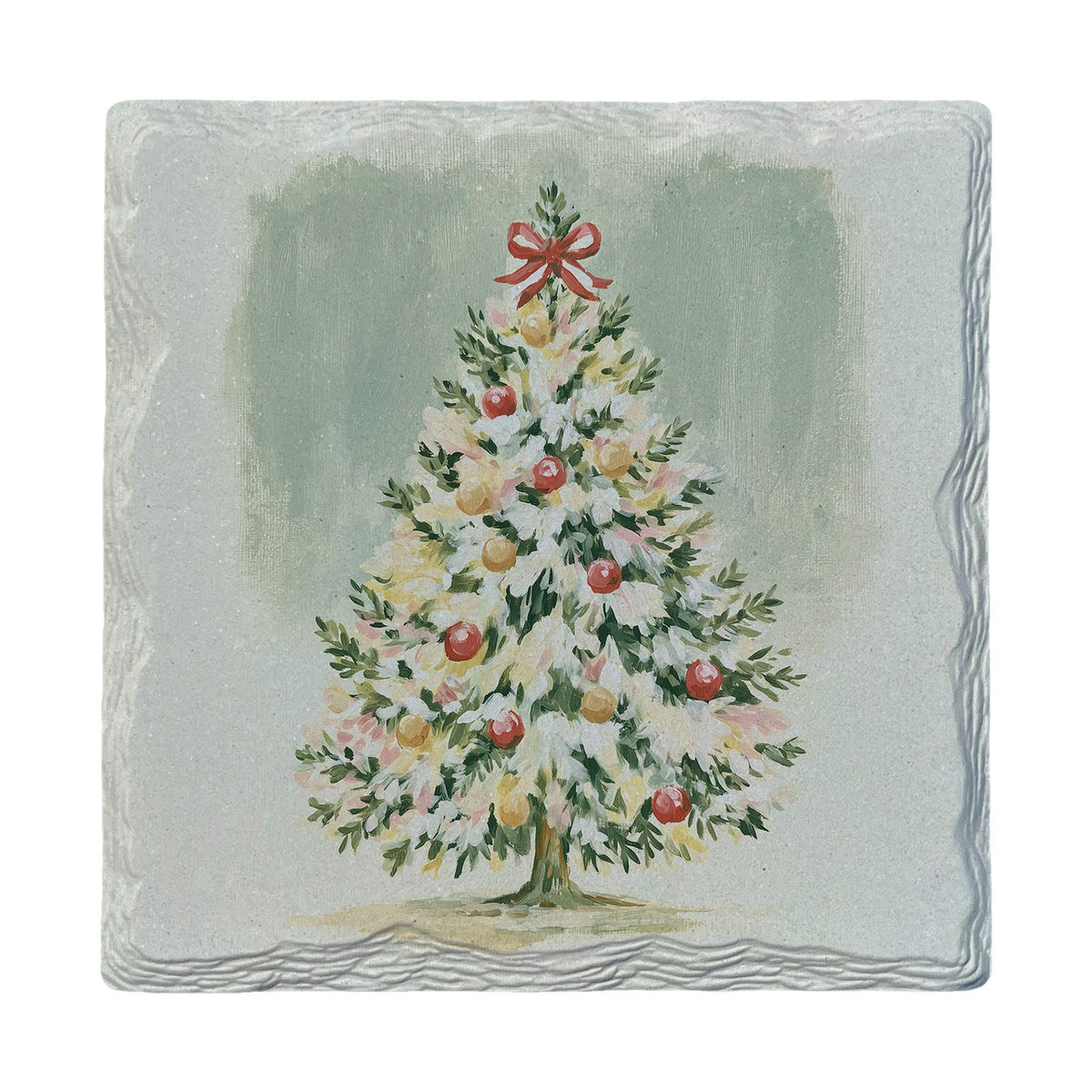 Flocked Vintage Christmas Tree | Absorbent Ceramic Drink Coaster
