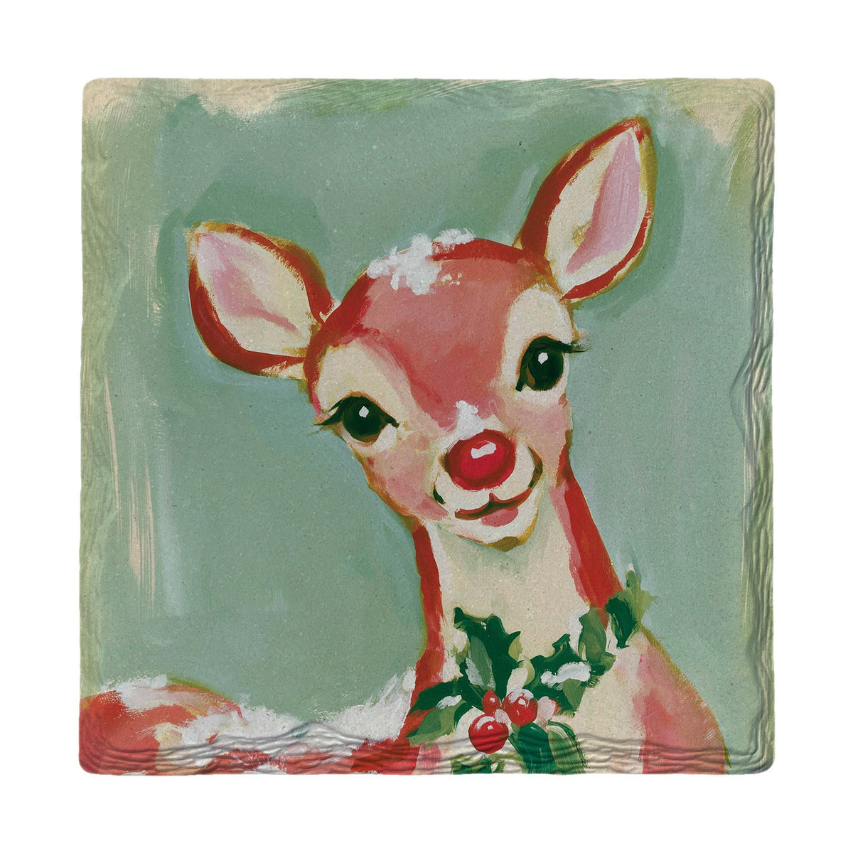 Winter Reindeer Fawn | Absorbent Ceramic Drink Coaster
