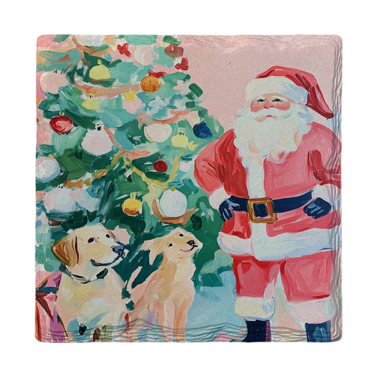 Santa and His Pups | Ceramic Drink Coaster