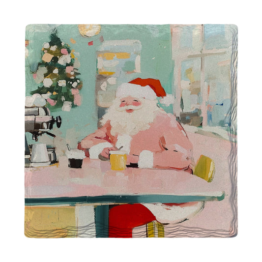 Coffee Bar Santa | Ceramic Drink Coaster