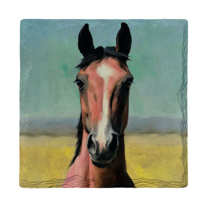Observant Brown Horse | Ceramic Drink Coaster