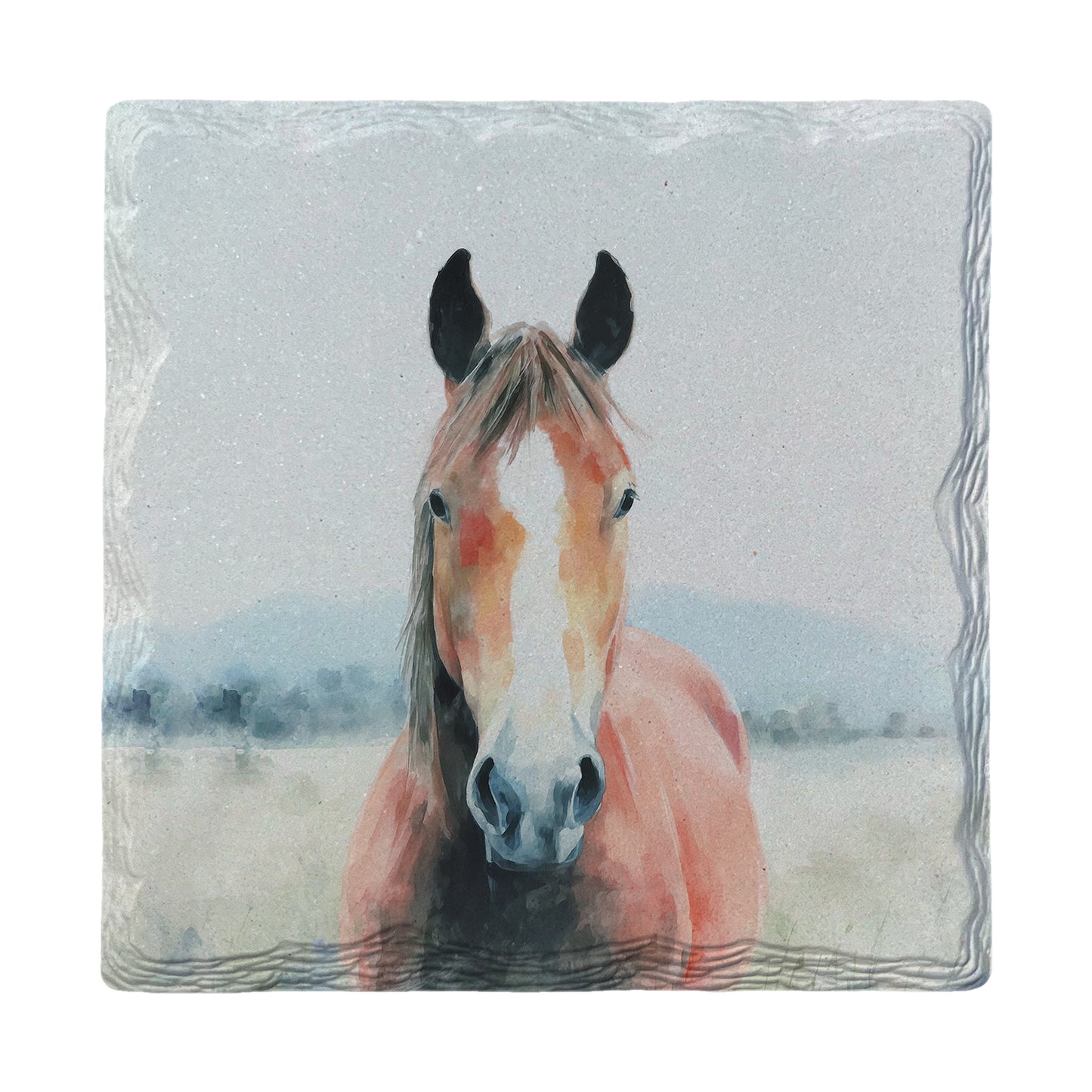 Misty Brown Horse | Ceramic Drink Coaster