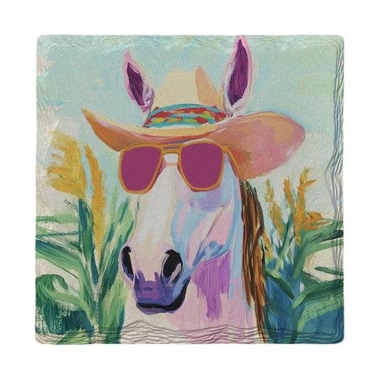 Horse in Shades | Ceramic Drink Coaster