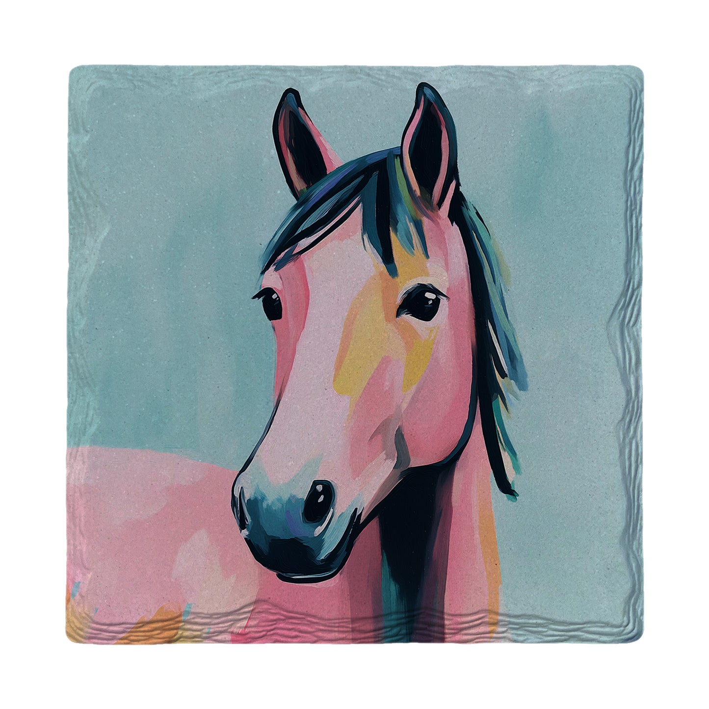 Colorful Horse Profile | Ceramic Drink Coaster