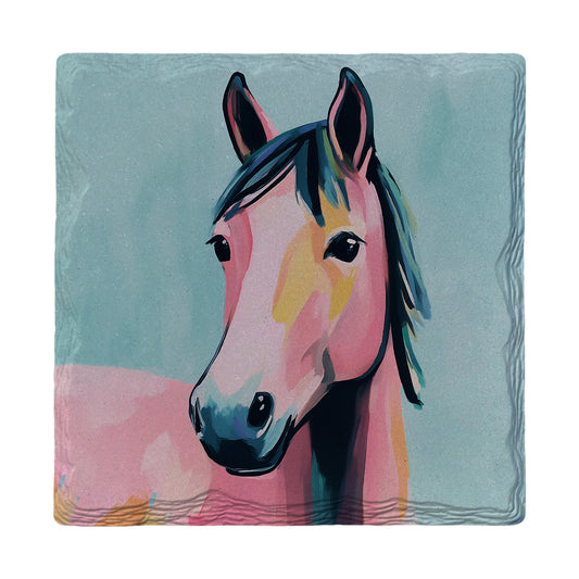 Colorful Horse Profile | Ceramic Drink Coaster