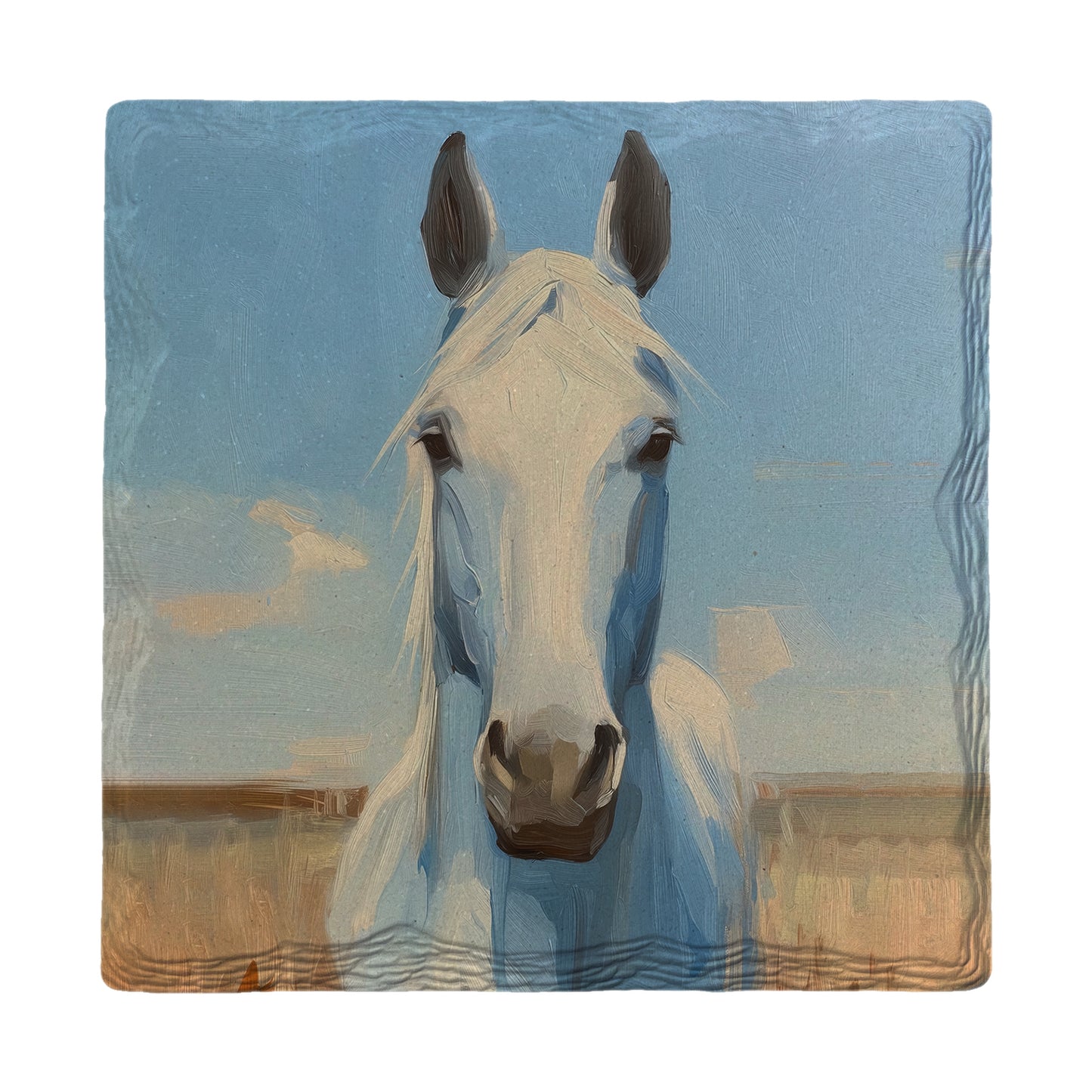 Strong White Horse | Ceramic Drink Coaster