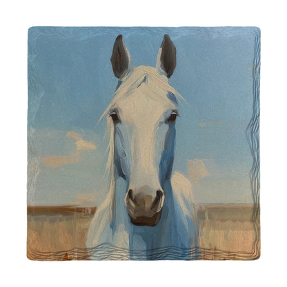 Strong White Horse | Ceramic Drink Coaster