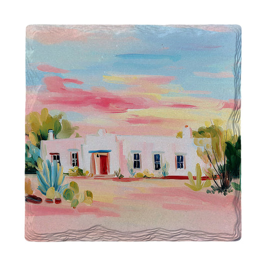 Desert Adobe Sunset | Ceramic Drink Coaster