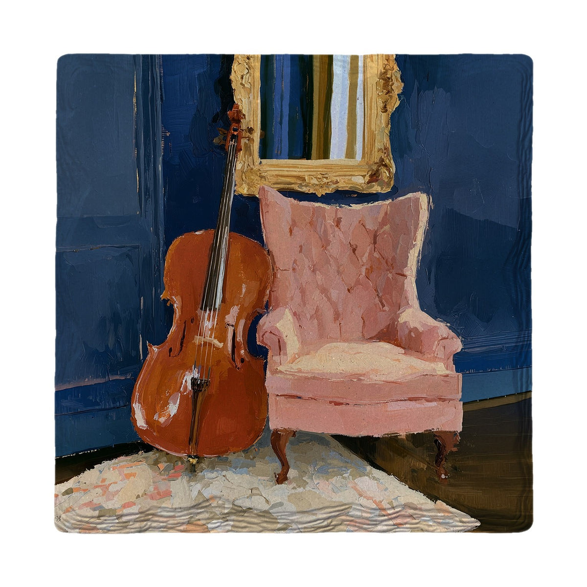 Cello and Pink Armchair | Absorbent Ceramic Drink Coaster