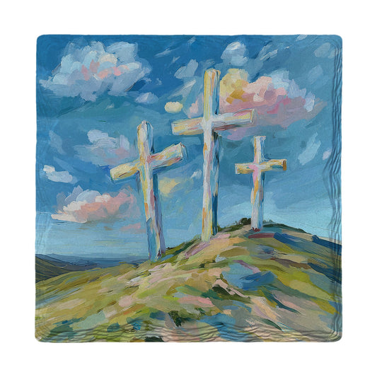 Three Crosses on the Hill | Ceramic Drink Coaster