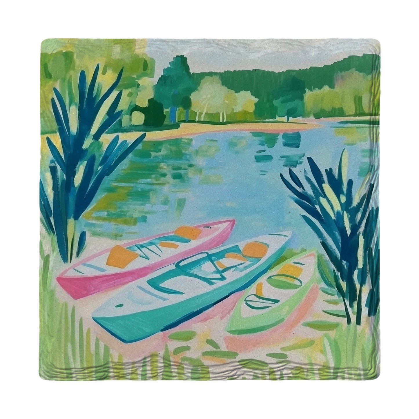 Colorful Kayaks | Ceramic Drink Coaster