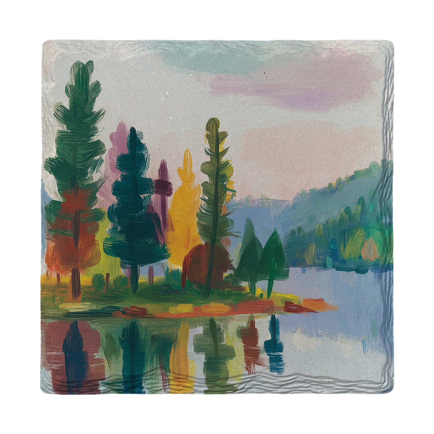 Colorful Lake Reflections | Ceramic Drink Coaster