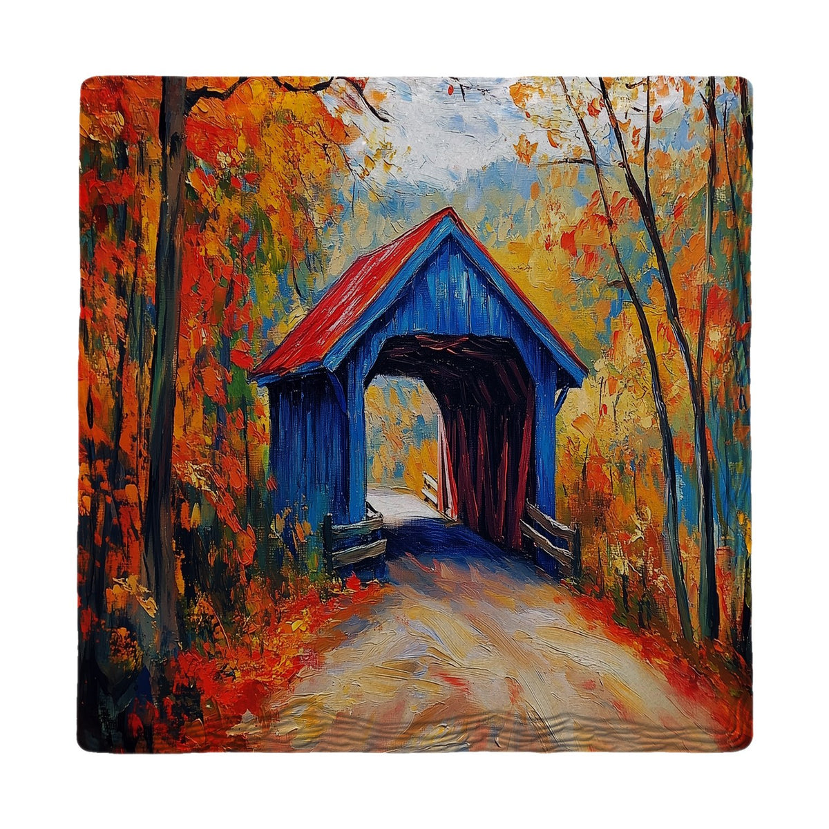 Blue Covered Bridge | Ceramic Drink Coaster