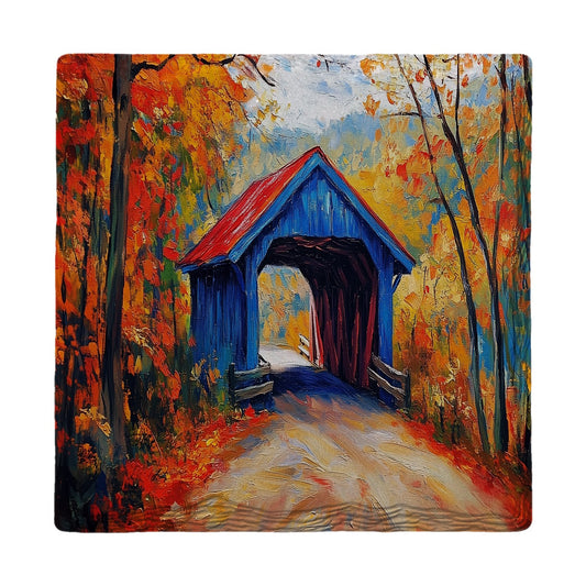 Blue Covered Bridge | Ceramic Drink Coaster