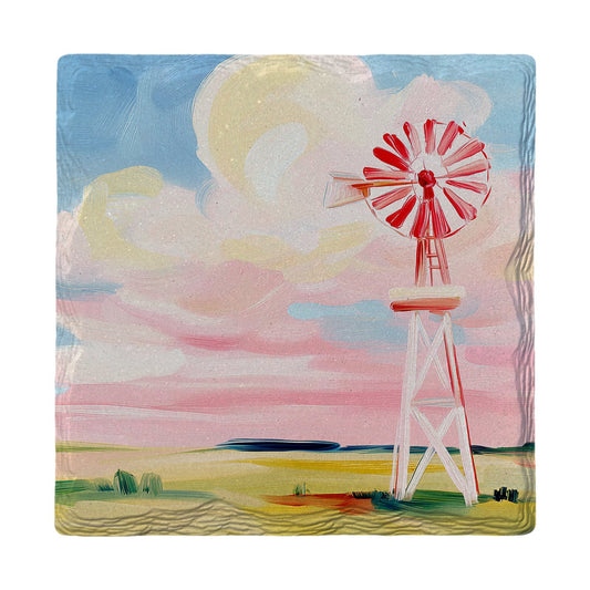 Prairie Windmill Sky | Ceramic Drink Coaster