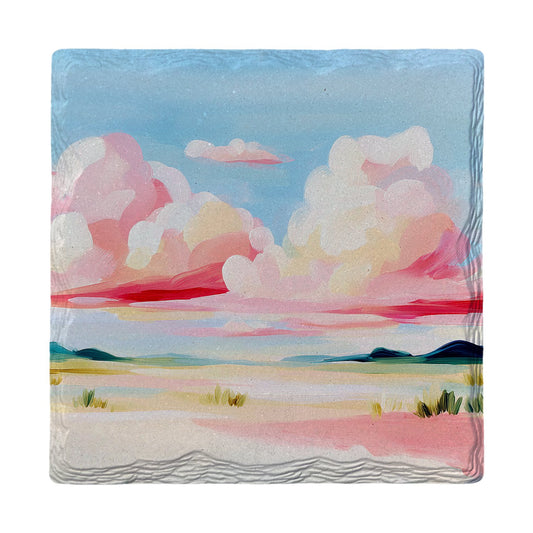 Pink Cloud Desert Sky | Ceramic Drink Coaster