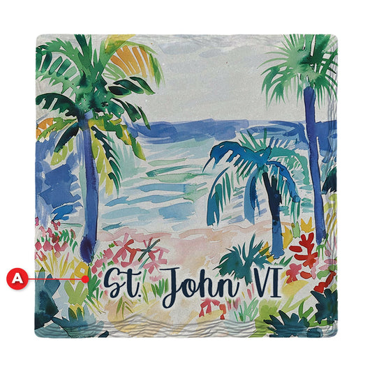 St. John Tropical Shore | Ceramic Drink Coaster