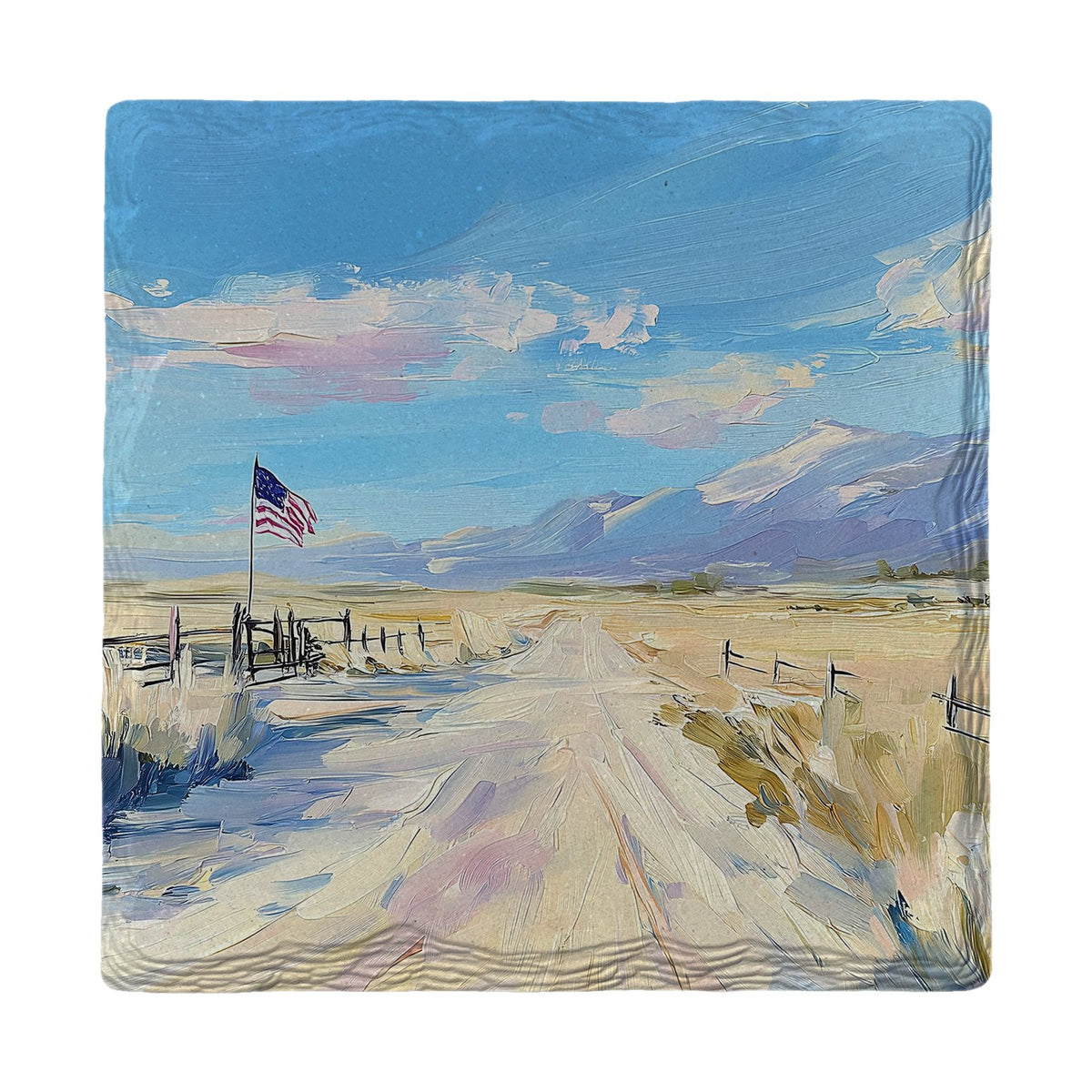 Old Glory Country Road | Ceramic Drink Coaster