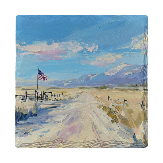 Old Glory Country Road | Ceramic Drink Coaster