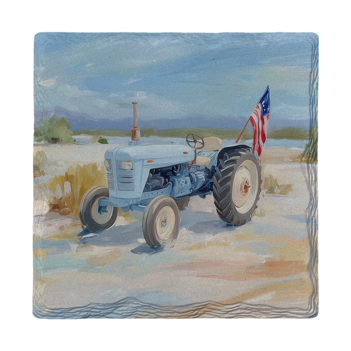 Patriotic Blue Tractor | Ceramic Drink Coaster