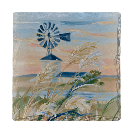 Windmill at Dusk | Ceramic Drink Coaster