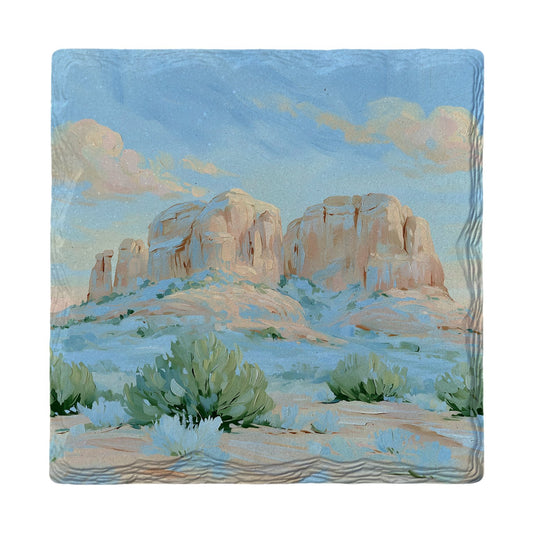 Sunlit Desert Butte | Ceramic Drink Coaster